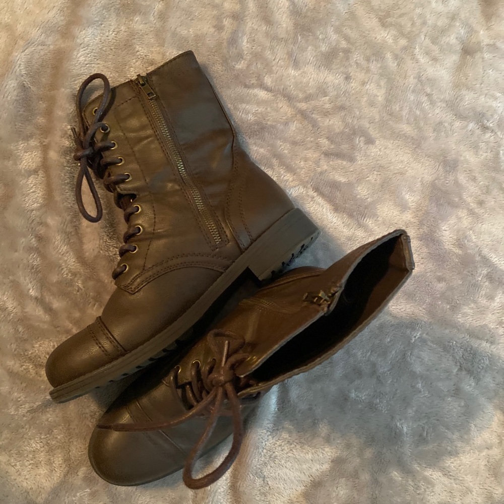 Brown Lace Up Combat Boots